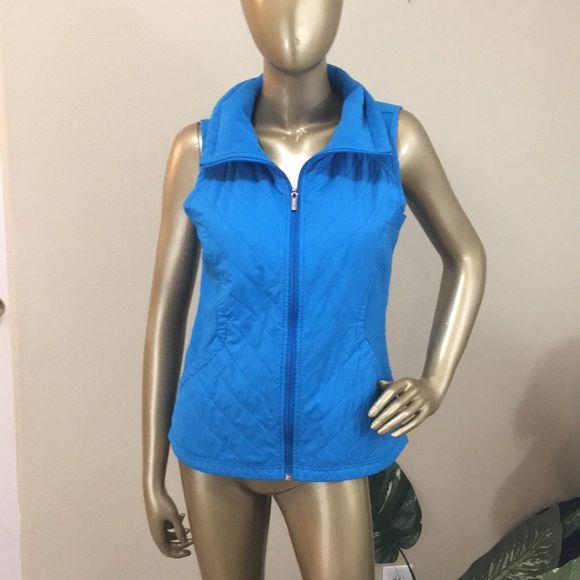 Mock neck COLUMBIA blue zippered vest, small - Picture 5 of 7